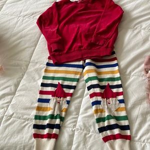 Hanna Andersson Santa gnome legging and top sz 5 euc